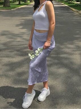 Purple midi skirt